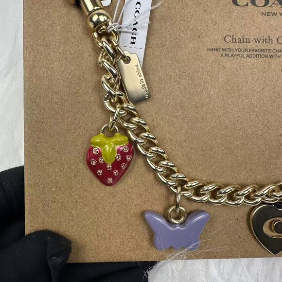 Coach Gold Swagger Chain with Charms, Cherry Strawberry Bow Heart CW663 … - Picture 7 of 10